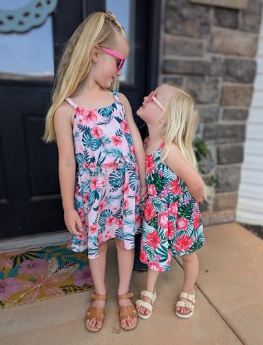 PATPAT Girls Summer Hawaiian Dress Toddler Sling Floral Casual Sleeveless Kids Sundress3