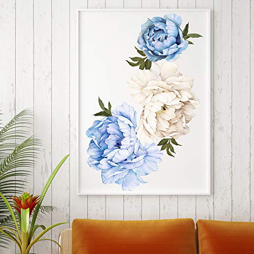 Vinilo decorativo floral azul para pared 77x86 cm miniatura 5