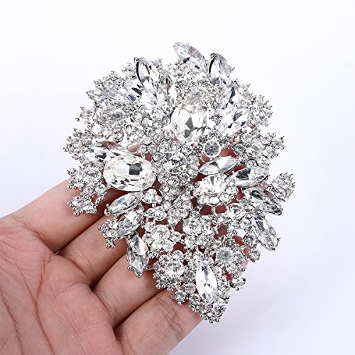 Image of EVER FAITH Women's Austrian Crystal Vintage Style Flower Leaf Cluster Brooch Pendant