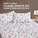 ZOYER Flannel Sheets Queen Size Set - Soft & Comfy Deep Pocket Cotton Flannel Bedding, Fitted Up to 16