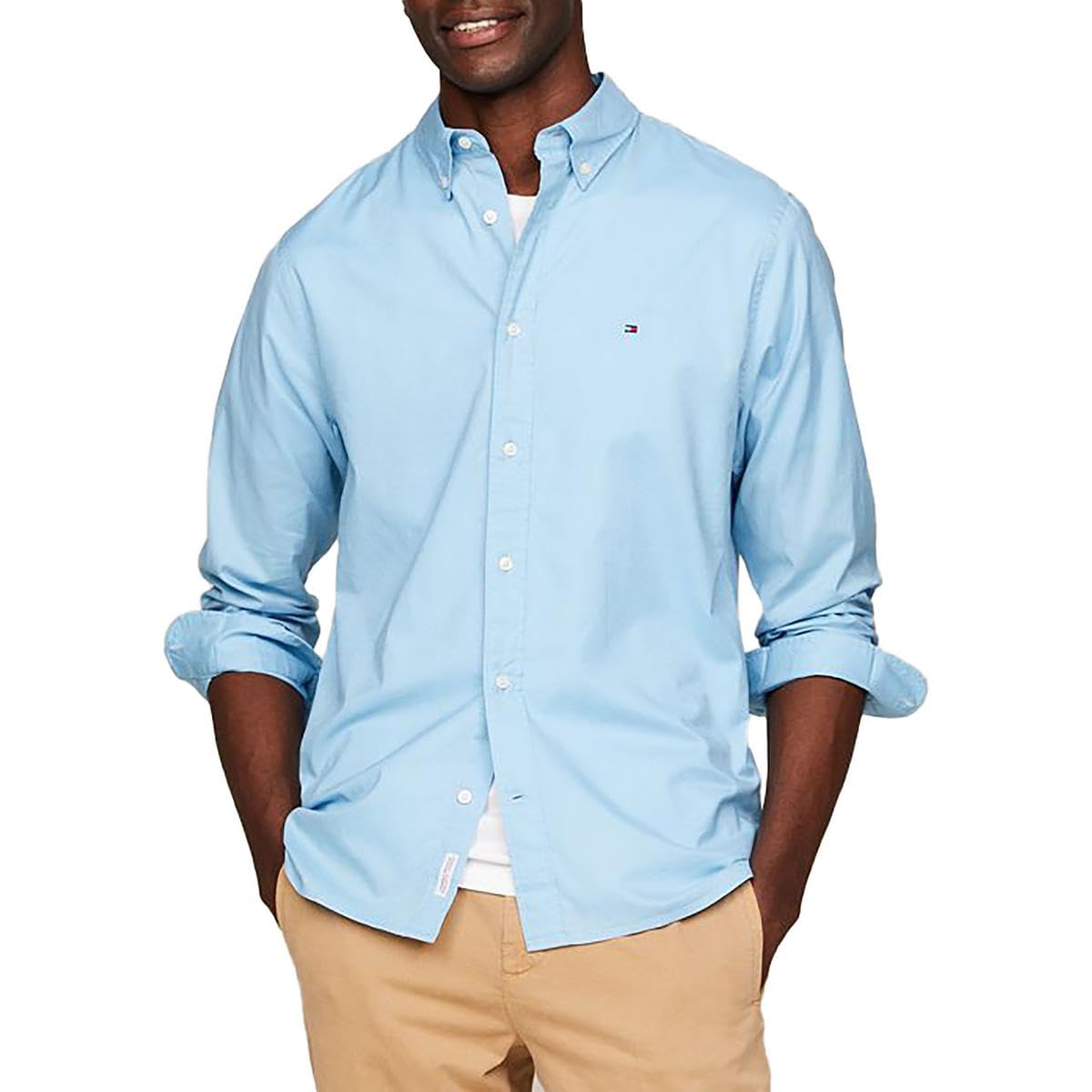 Tommy Hilfiger Core Flex Poplin Solid RF Shirt Sweet Blue