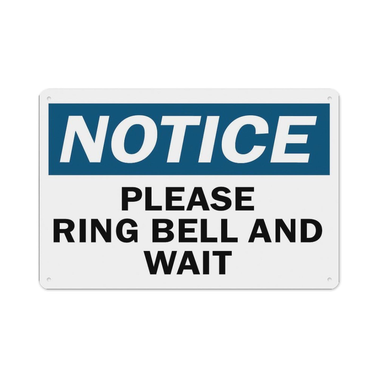peiyeety Notice Please Ring Bell and Wait Sign Aluminum Tin Warning Signs for Home Outdoor Garden 8X12 Inches