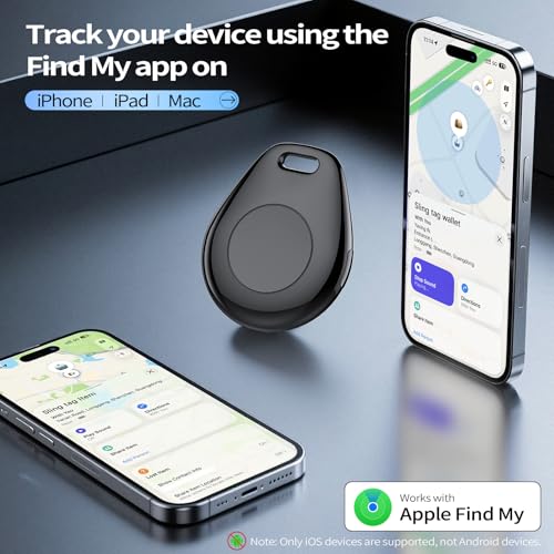 Image of [iOS Only] Tukio Air Tracker Tags 4 Pack Black, [Apple MFi Certified] Bluetooth Key Finder & Smart Item Locator Work with Apple Find My for Keys /Luggage /Bags /Suitcases /Car, 365-Day Replaceable Battery