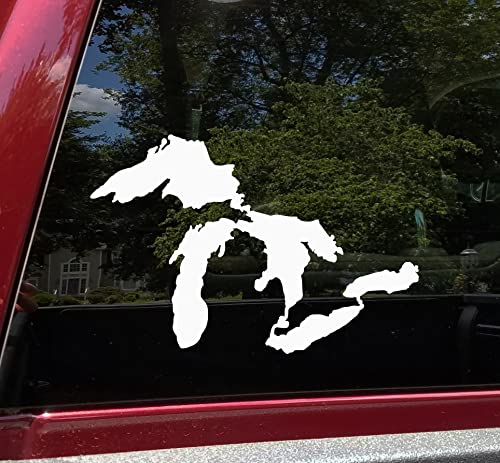 Minglewood Trading Sky Blue - 2-Pack Great Lakes Vinyl Stickers - Lake Michigan Superior Ontario Huron Erie - Die Cut Decals - Each 3w x 2h inches
