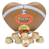 Valentine's Day Sports Themed Heart Shaped Tin, Filled with Miniature Reese Peanut Butter Cups, Unique Gift for Sports Lovers, 2.4 Ounces (Football)