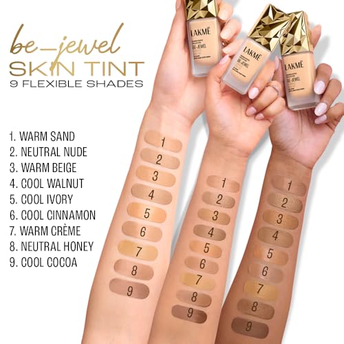 Image of LAKME Be-Jewel Luminous Skin Tint, 25ml, for Radiant, Smooth and Luminous Finish, with Light-Reflecting Polymers, 24HR Filter-Like Wear, Liquid Foundation for Women Dry Skin, for Women - Cool Ivory