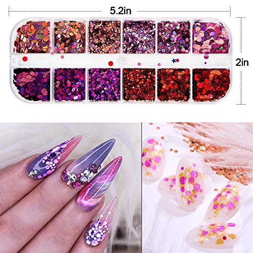 EBANKU 7 Boxen Nagel Pailletten Glitter Runde, ultradünne bunte Festival Gesicht Körper Haar Nail Art Glitter Aufkleber… – Bild 4