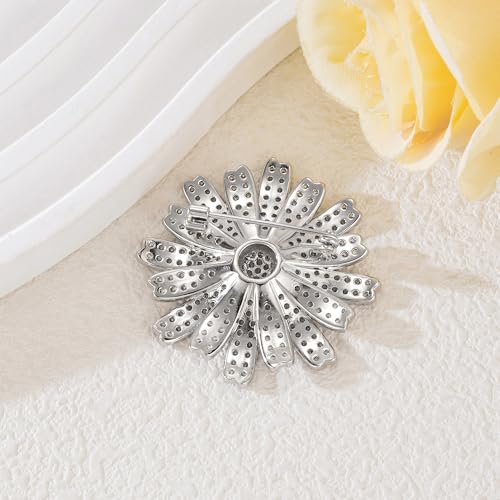 Image of Sunflower-shaped Elegant Wedding Brooch Pins for Women