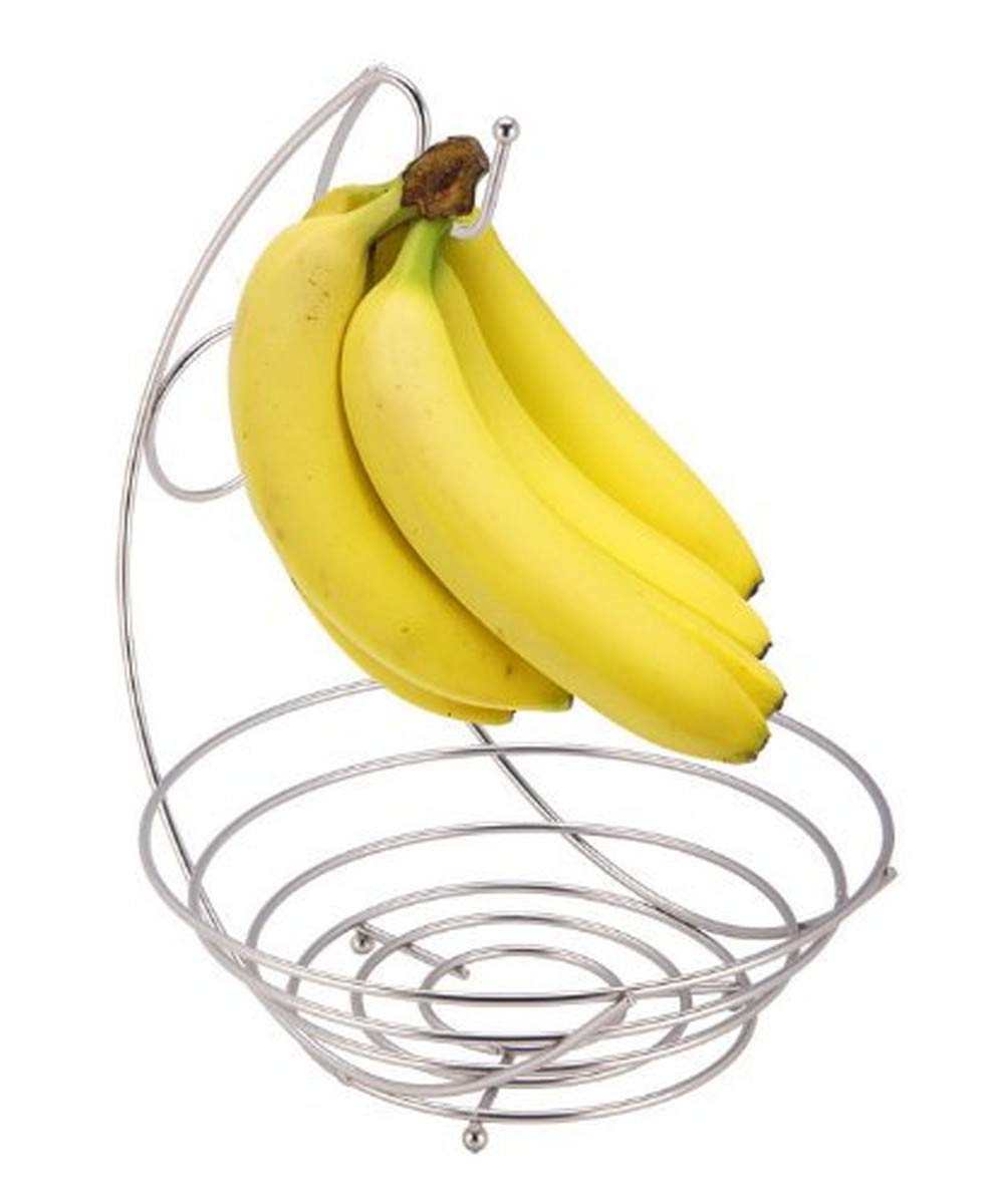 Home Basics Satin Nickel Collection Fruit Bowl with Banana Tree