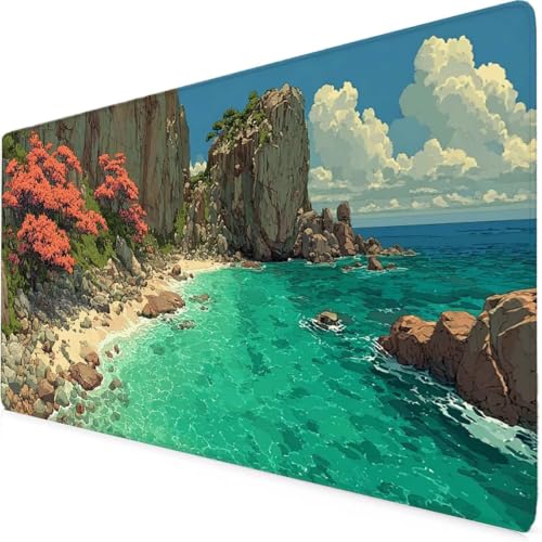 Tapis de souris XXL vert 800x400mm grand format mer pour bureau