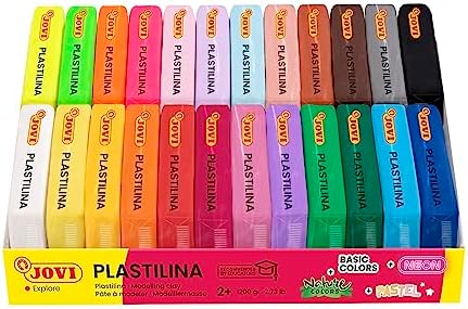 Jovi - Plastilina 2 Packs of Reusable and Non-Drying Modeling Clay, 24 1.75oz. Bars Each Pack, Total of 48 Bars, 100% Vegetable-Based, Gluten-Free, Non-Toxic, Great for Home and School