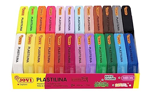 Jovi - Knete - Packung mit 24 Tabletten, 50 Gramm jede, 24 Farben, glutenfrei (P70/24)