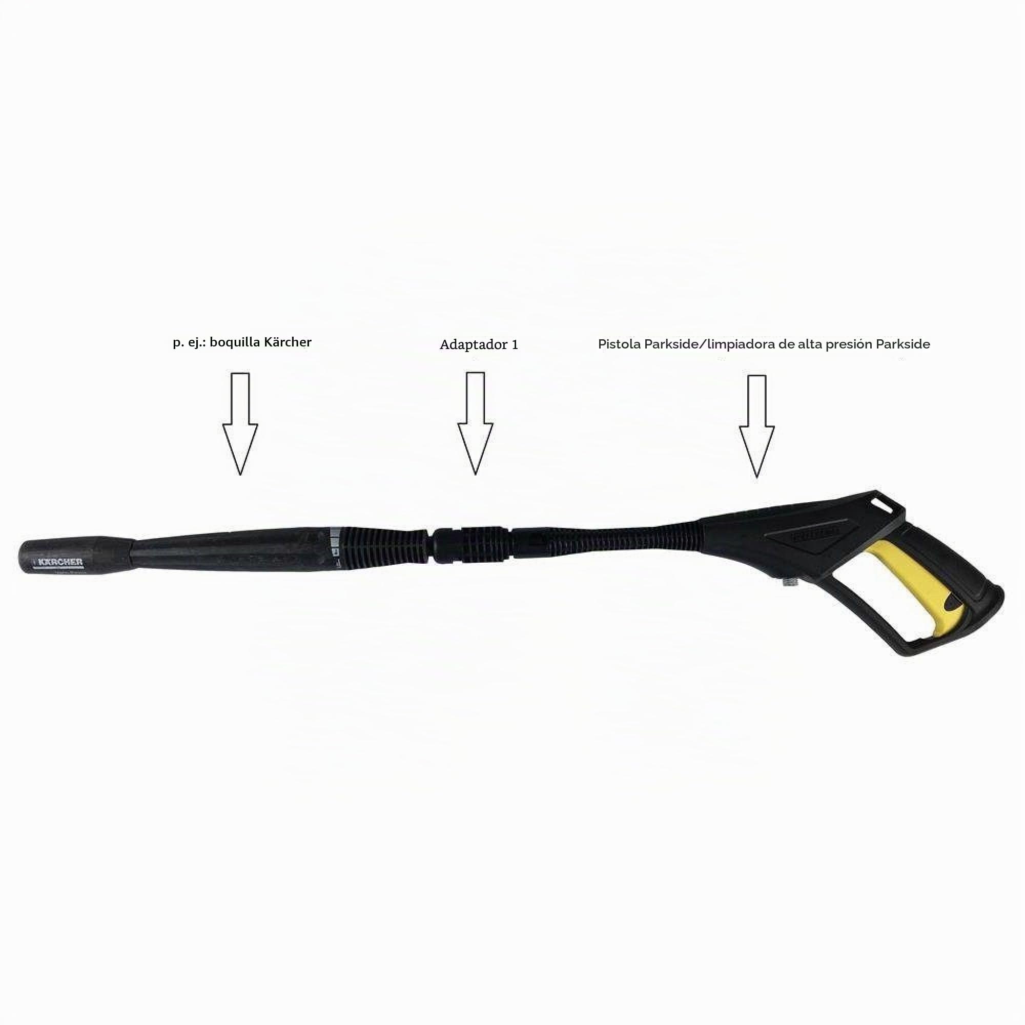Adaptador para Parkside Lidl PHD 100 A1 B2 C2 D2 E3 y PHD 150 A1 B2 C2 D3 apto por ejemplo para accesorios Kärcher (para dimensiones ver imágenes)