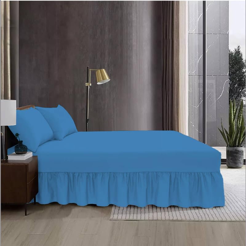 Fit Even Bedding Valence Sheet Collection - Soft Brushed Polycotton, Easy Wrap Elastic, Extra Deep Frilled with a Drop of 40cm (King, Teal)