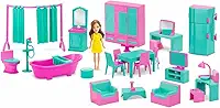 Casa de Boneca Completa Home com Boneca Kit Cozinha, Sala, Quarto e Banheiro Brinquedo Educativo Infantil +3 Anos Casinha de Boneca