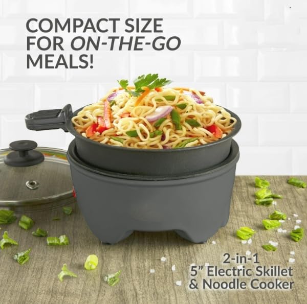 5-inch Electric Noodle Cooker & Skillet Hot Pot, Blackberry, 1.25 Lb