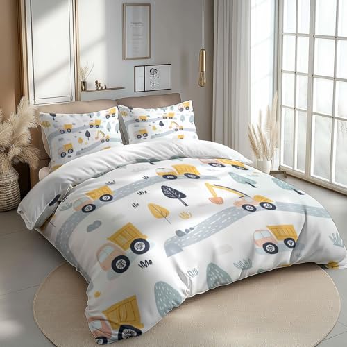 Housse de couette 220x240 cm pour lit double motif engins de chantier - 4