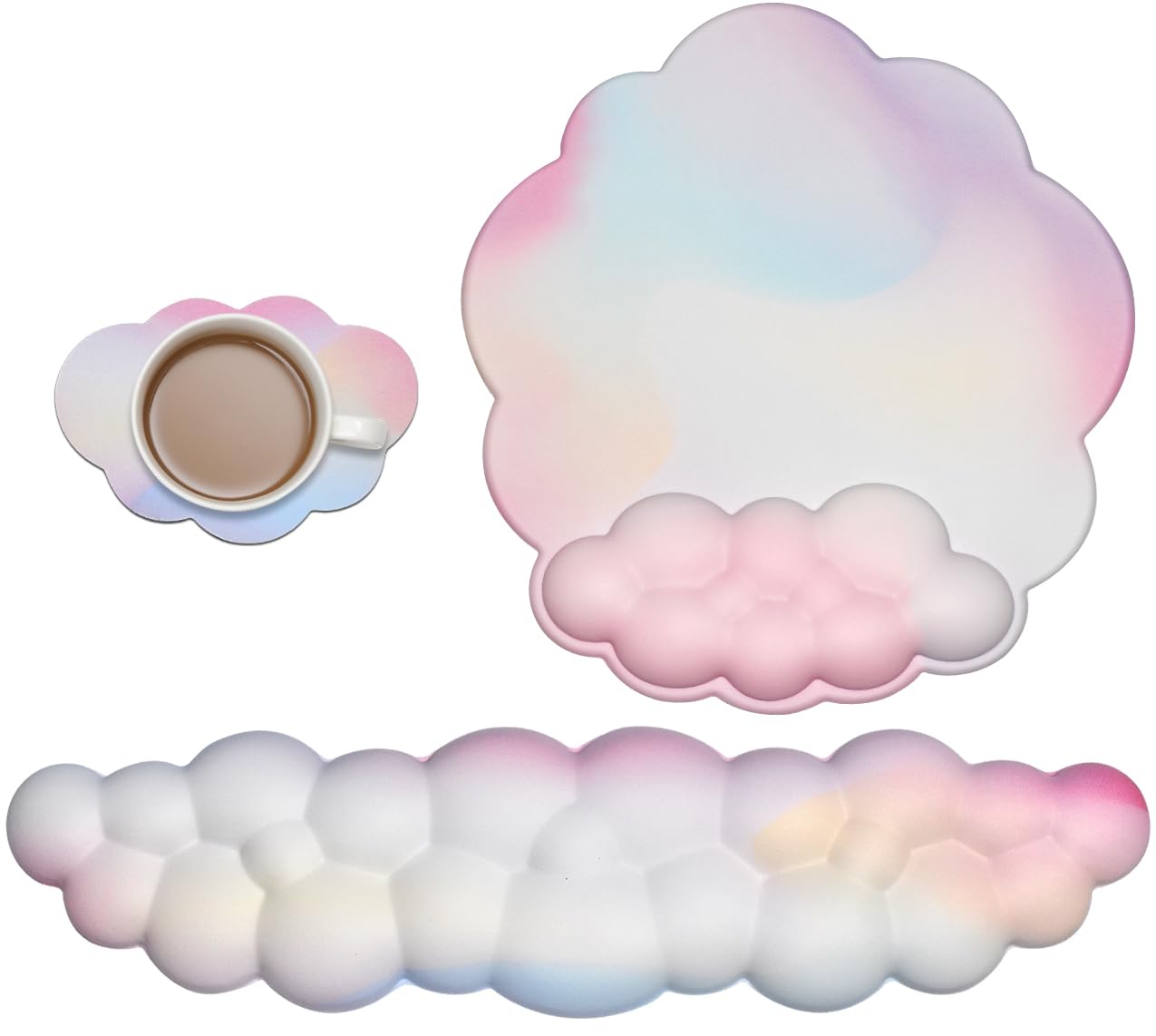 JIKIOU Cloud Mouse Pad Wrist Support, Upgrade Enlarge Leather Mouse Pads Keyboard Wrist Rest, Comfortable Memory Foam Wrist Rest for Computer Laptop