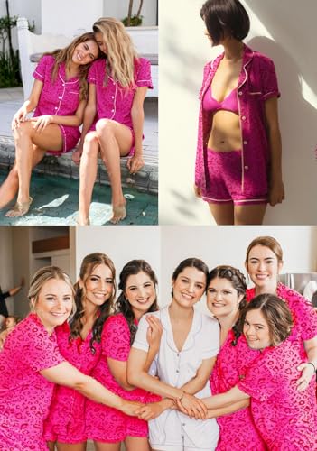 Image of SWOMOG Womens Button Down Pajamas Set Short Sleeve Sleepwear Bride Soft Pj Lounge Sets XS-3XL