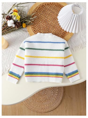 Verdusa Girl's Colorful Striped Open Front Cardigan Sweaters Cute Long Sleeve Lightweight Knit Coat2