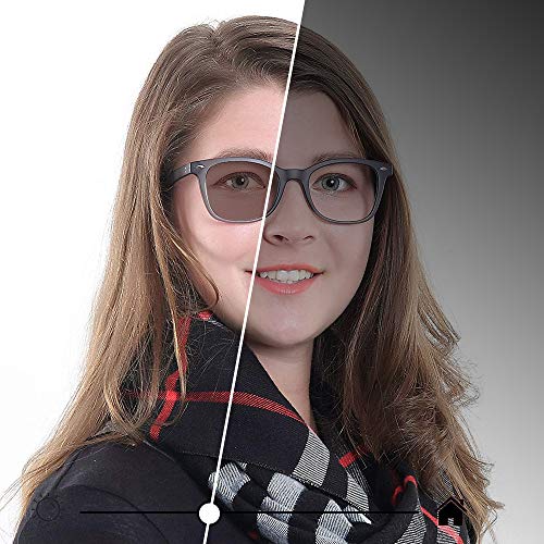 Image of YEIN Blue Light Blocking Glasses, Photochromic Brown Sunglasses, Computer Reading Glasses, TV Glasses for Women /Men(Matte Gray,+0.00 Magnification)