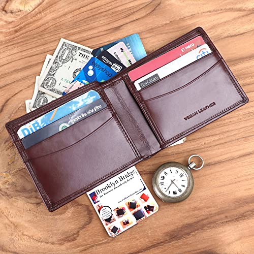 Image of Brooklyn Bridge Streamlined Sophistication: Men's Minimalist Non Leather Wallet - Classic Bifold Design with RFID Protection for Secure and Stylish Card Storage