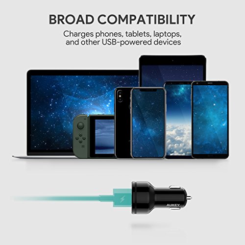 Product Image 2: USB C Car Charger AUKEY 39W Fast Car Charger Dual-Port Car Adapter 27W Power Delivery USB C + 12W USB A Compatible with iPhone 11 Pro Max XS, Note10 S20 S10 S9, Google Pixel 4 XL, iPad Pro and More