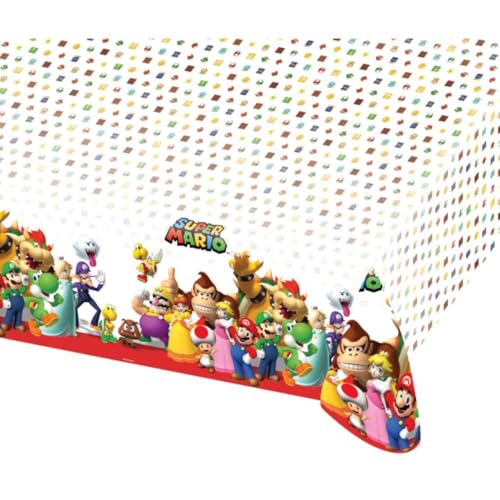 Amscan – 9901539 – Toalha de mesa de plástico Nintendo Super Mario, 120 x 180 cm, cor / modelo sortido