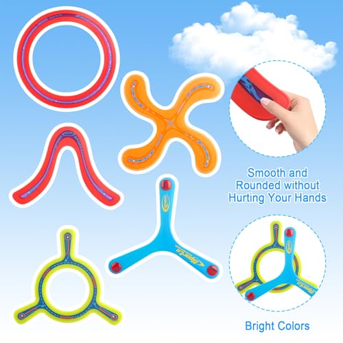 deAO 5 Stück Bumerang, Buntes Bumerang für Kinder, Wurfspiel für Kinder Boomerang, Rückkehr Boomerang-Sportspielzeug, Frisbee Ring für Anfänger und Junge Werfer