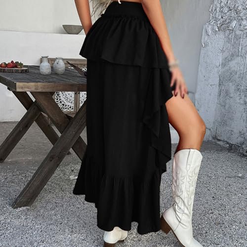 Women's Layered Maxi Skirt with High Waist & Tiered Ruffles2