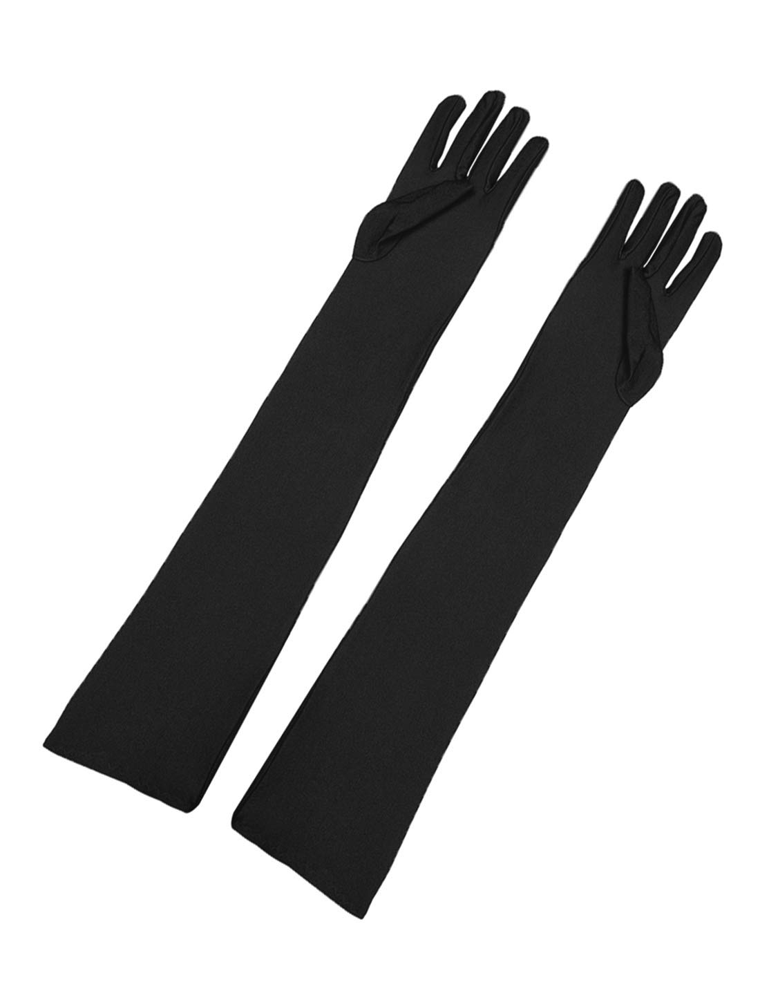 Sourcing Map Women's Matte Black Long Gloves 1920S Evening Party Full Finger Mittens Elegant Opera Glove One Size