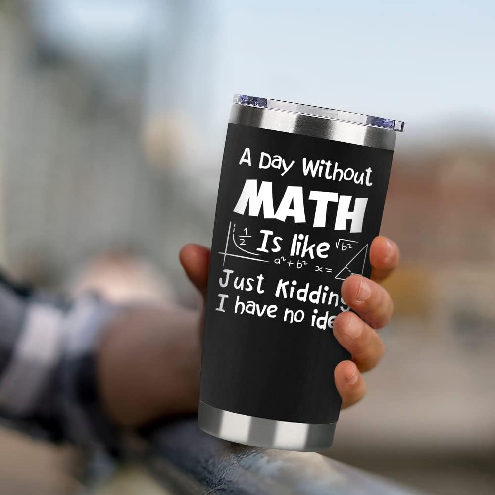 Math Teacher Gift 20oz Black Math Travel Tumbler Gifts For Teacher Women Men From Student Graduation Appreciation Presents Math Classroom Decorations For Teachers Cup Gift Set With Lid Straw - Image 3