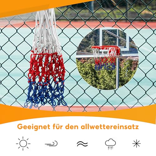 Basketballnetz, 4 Stück Profi Basketballnetz, Basketball Ersatz Netz Ballnetz Netz für Basketballkorb Basketball Netz wetterfest für Standard Größe BasketballKorb