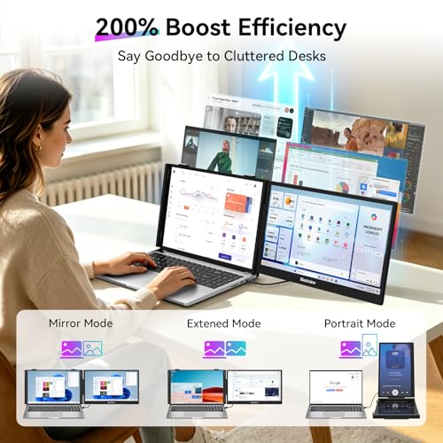 Image of Blackview Laptop Screen Extender, 14 inch 1080P FHD IPS Portable Monitor, Ultra-Slim Travel Dual Monitor Fit for 13 inch-17.3 inch Laptops, USB-C Plug &Play Extended Screen for Windows /Mac /Android /Switch