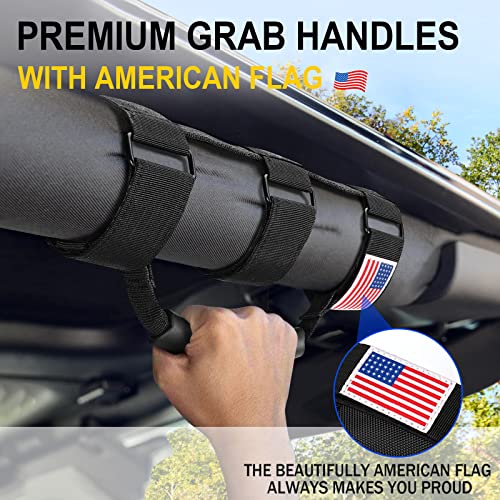 Image of moveland Roll Bar Grab Handles with US Flag for Jeep Wrangler 1955-2023