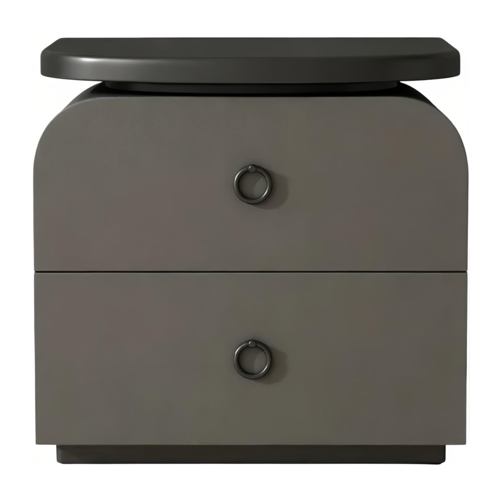guiling-1986 Bedside Table Nightstand Storage Solution Two Drawers Ring Pulls Black Surface for Bedroom Nightstand(Black,Large)