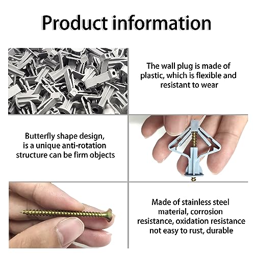 100 pcs (50 pcs Wall Plugs + 50 pcs Wall Screws) Wall Plug and Screw ...