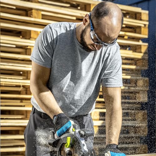 Högert Technik - LOTZEN Schutzbrille klar/blau uni/Augenschutz, UV Schutz - kratzfeste Schutzbrille für Industrie und Gewerbe/Gummiband/leichte und robuste Konstruktion/Normen: EN 166: 2001