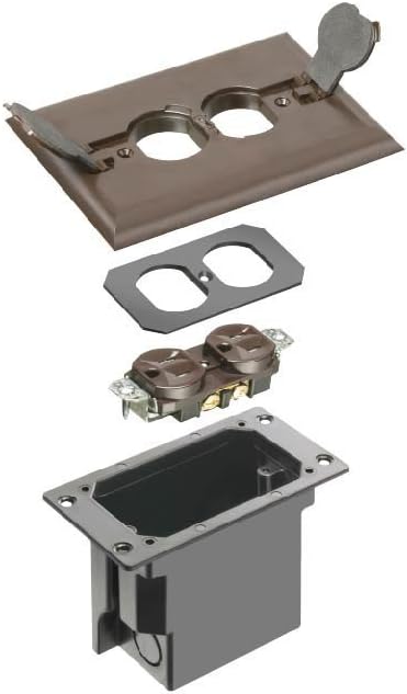 Arlington Industries FLBRF101BR-1 Retrofit Electrical Floor Box with Flip Lids for Existing Floors, Dark Brown, 1-Pack