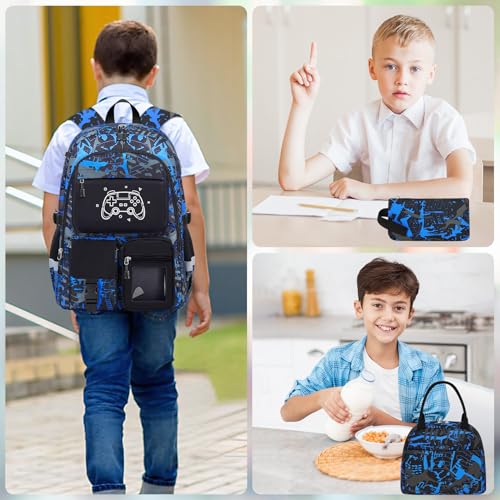 Fitvc Mochila escolar para meninos - mochila para meninos para escola primária, Conjunto de mochila