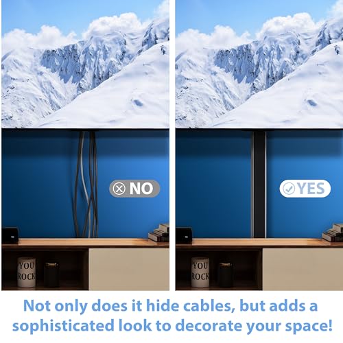 Image of ZhiYo 32 inch Cord Covers for 4-7 Wires on Wall, Black, 1.54 inch W x 0.75 inch H