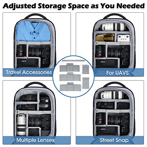 Lubardy Camera Bag Professional Dslr Slr Mirrorless Camera Backpack 15.6 Inch Waterproof Laptop Backpack Anti-Theft Camera Case With Rain Cover Large Capacity Photography Backpack For Men Women, Black #TOP6