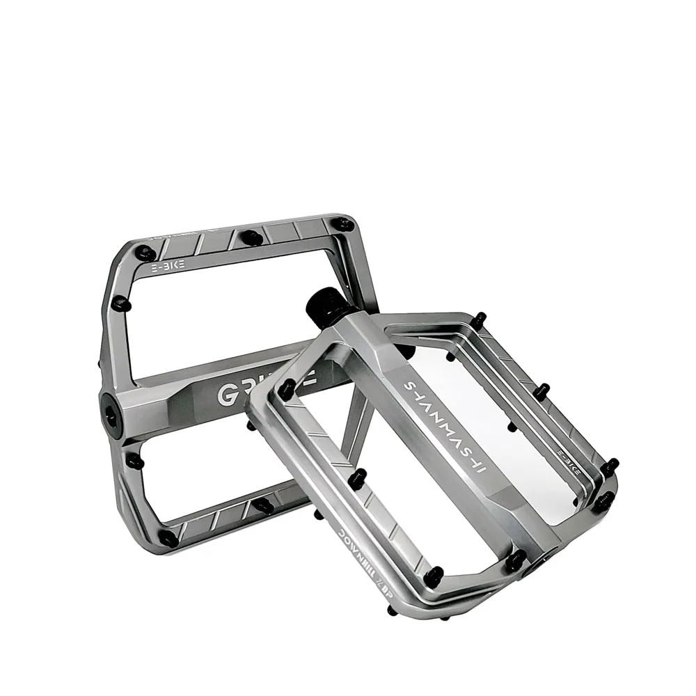 JIASHUNHE Bike Pedals Mountain Bike Comfort Pedal Bearing Bicycle Flat Aluminum Alloy(Titanium color)