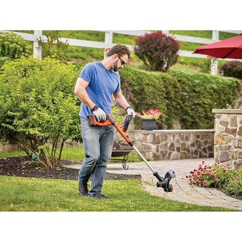 Image of Black+Decker 40V MAX 13 Inch String Trimmer and Lawn Edger with Battery and Charger, Cordless Weed Eater with Charge Indicator, High Torque PowerDrive Technology (LST140C)
