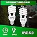 REPTI ZOO UVB Light for Tropical Reptile, 2 Pack 5.0 26W UVA UVB Reptile Light Bulb, UVB Lamp for Crested Gecko Leopard Gecko Frog Toad Snake Chameleon