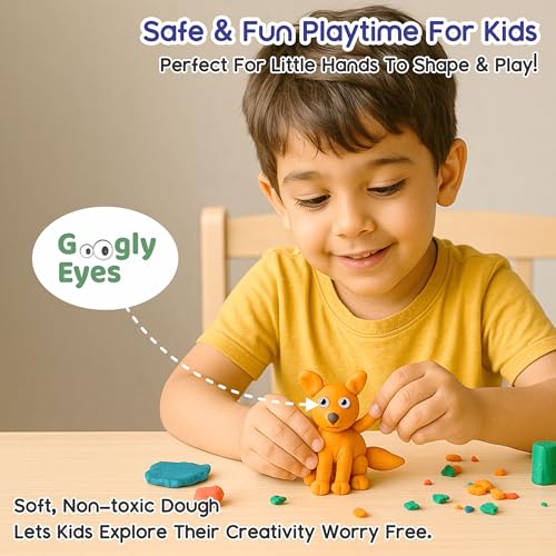 Image of Aditi toys Moldy Magic Creative Art & Craft Playdough with Foldable Suitcase, Air Dry Clay for Toddlers & Kids Age 3+, Includes 10 Colorful Dough 25gm Each & 13 Sculpting Tools