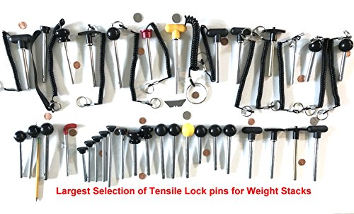 Sbds Quick Release Pin Tensile (3/8" Dia - 3-3/4" Locking Space) Universal World Class Weight Stack Selector Key - W/Jumbo 1-3/4" Dia Round Designer Knob |Detent Hitch Pins | Chrome Pl Steel Shaft #TOP2