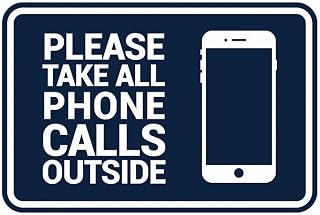 Signs ByLITA Classic Framed Please Take All Phone Calls Outside Sign (Navy Blue/White) - Small