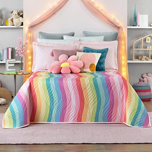 La Mejor Recopilación de Colchas y cubrecamas los mejores 10. 43 ESQUIMAL Edredón Ligero Pinsonic Estampado/Liso Doble Vista con Fundas de Almohada - Colcha Reversible Ideal para Cualquier Temporada del año (Picnic, Ind)