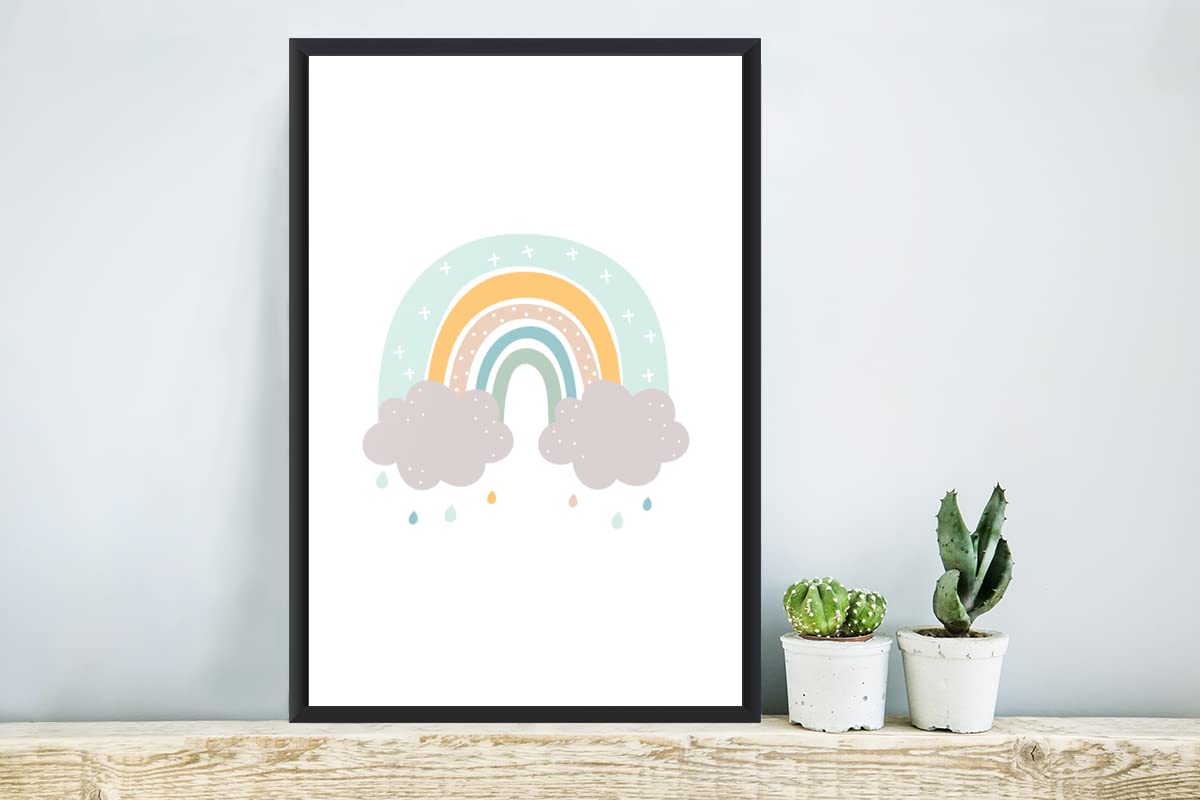 MuchoWow Poster Bilder Wanddeko Deko Wohnzimmer 40x60 cm Regenbogen - Wolken - Regen - Kinder - Pastell